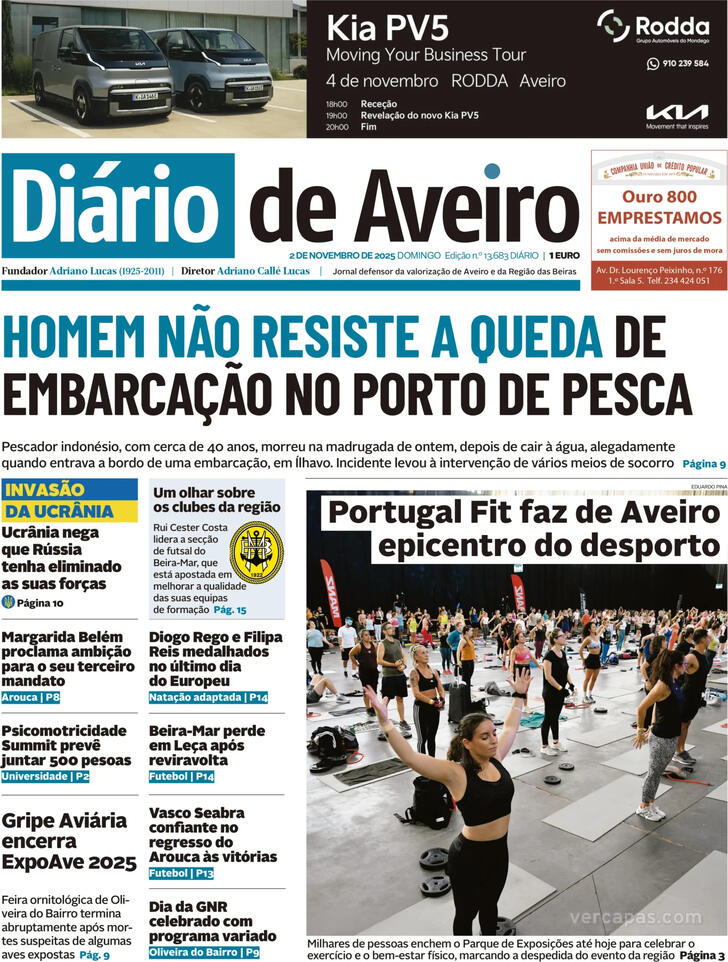 Capa Dirio de Aveiro - 2025-11-02