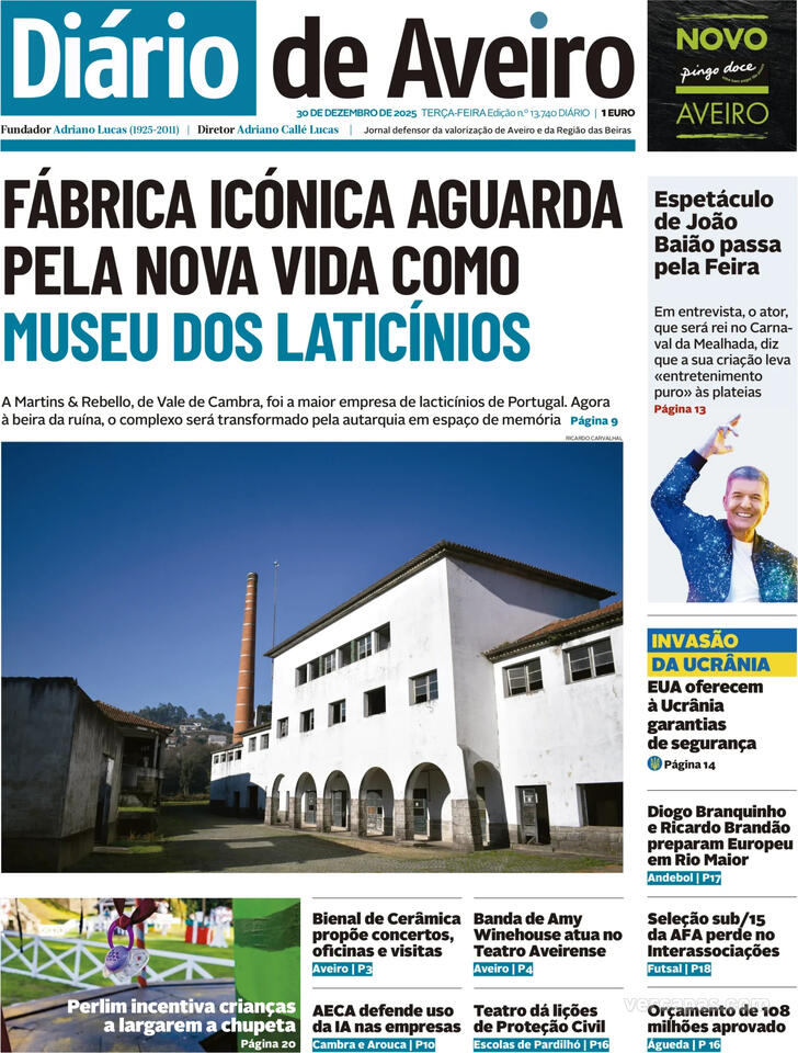Capa Di�rio de Aveiro - 2025-12-30