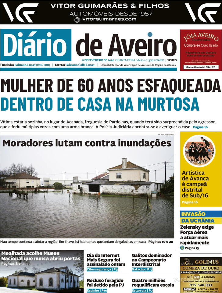 Capa Di�rio de Aveiro - 2026-02-11