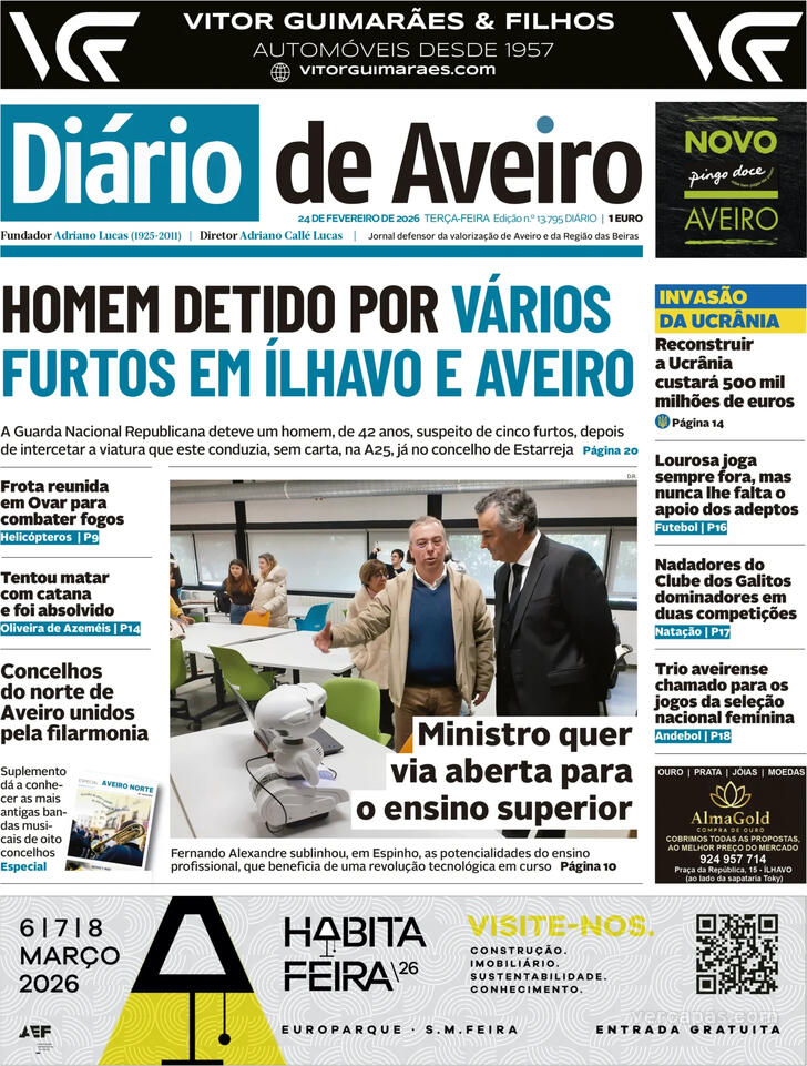 Capa Di�rio de Aveiro - 2026-02-24