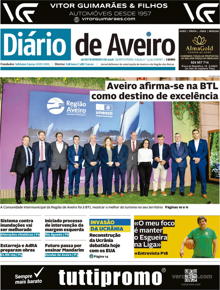 Capa Di�rio de Aveiro - 2026-02-26