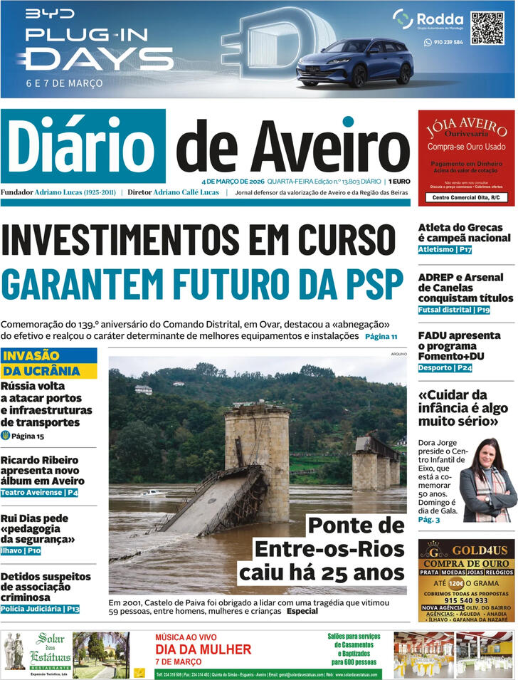 Capa Di�rio de Aveiro - 2026-03-04