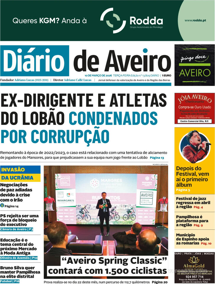 Capa Di�rio de Aveiro - 2026-03-10