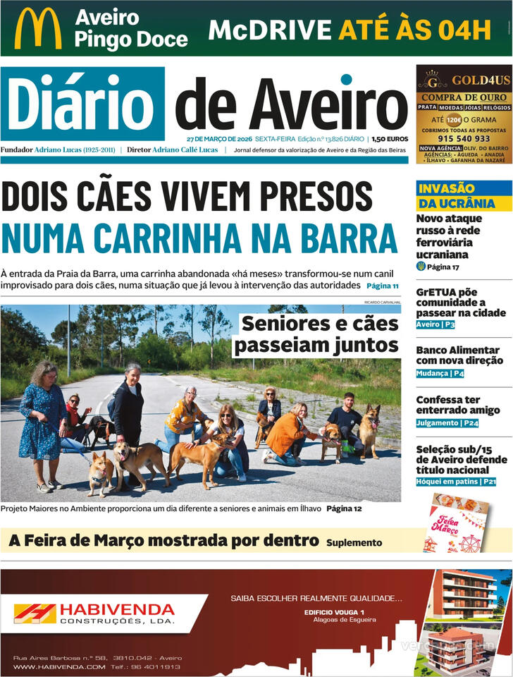 Capa Di�rio de Aveiro - 2026-03-27