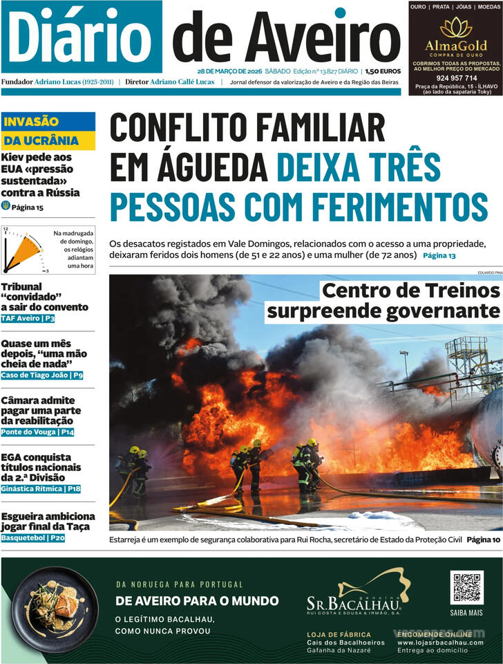 Capa Di�rio de Aveiro - 2026-03-28