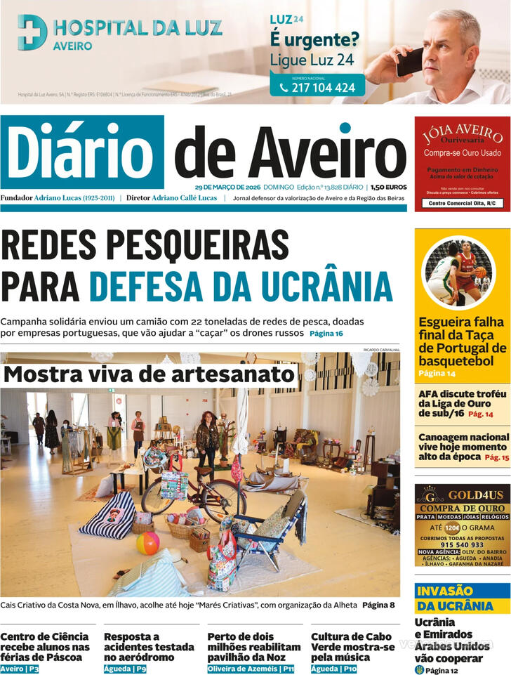 Capa Di�rio de Aveiro - 2026-03-29