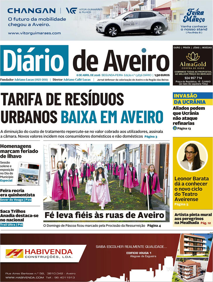 Capa Di�rio de Aveiro - 2026-04-06