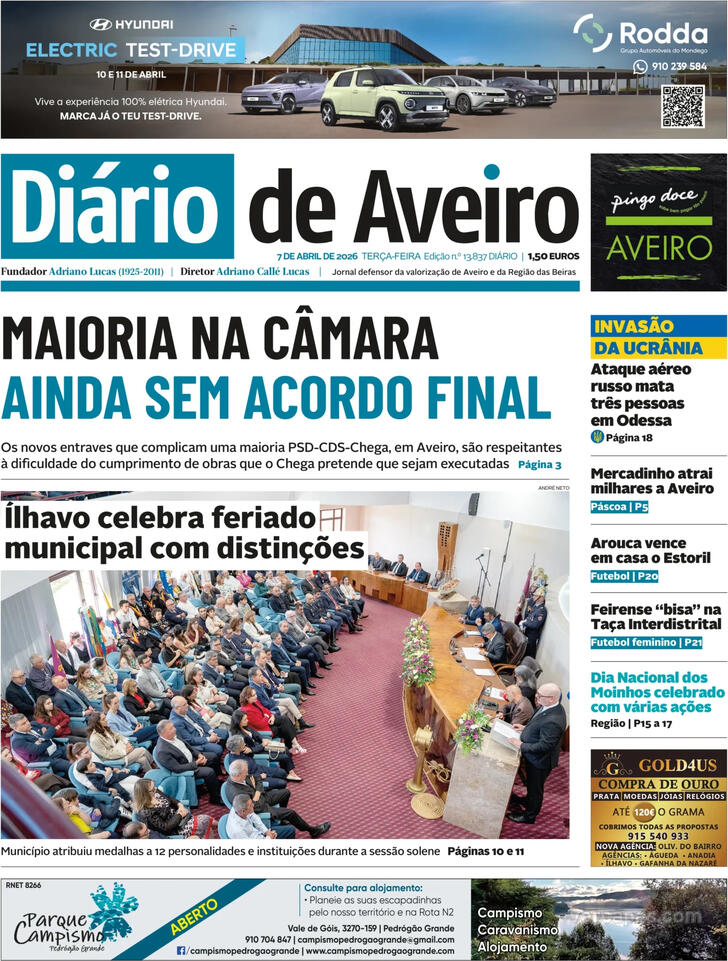 Capa Di�rio de Aveiro - 2026-04-07