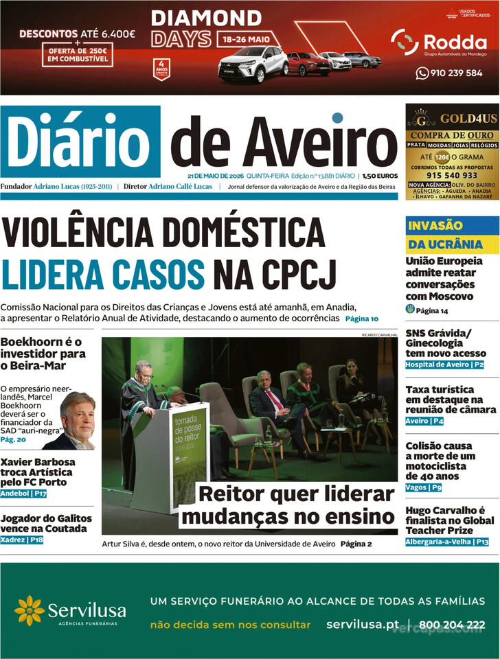 Capa Di�rio de Aveiro - 2026-05-21
