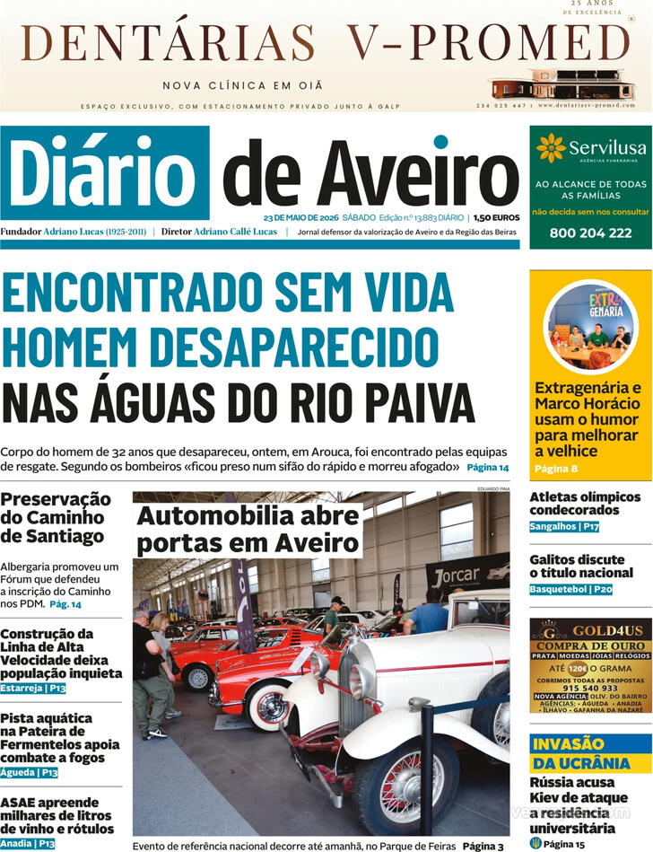 Capa Di�rio de Aveiro - 2026-05-23