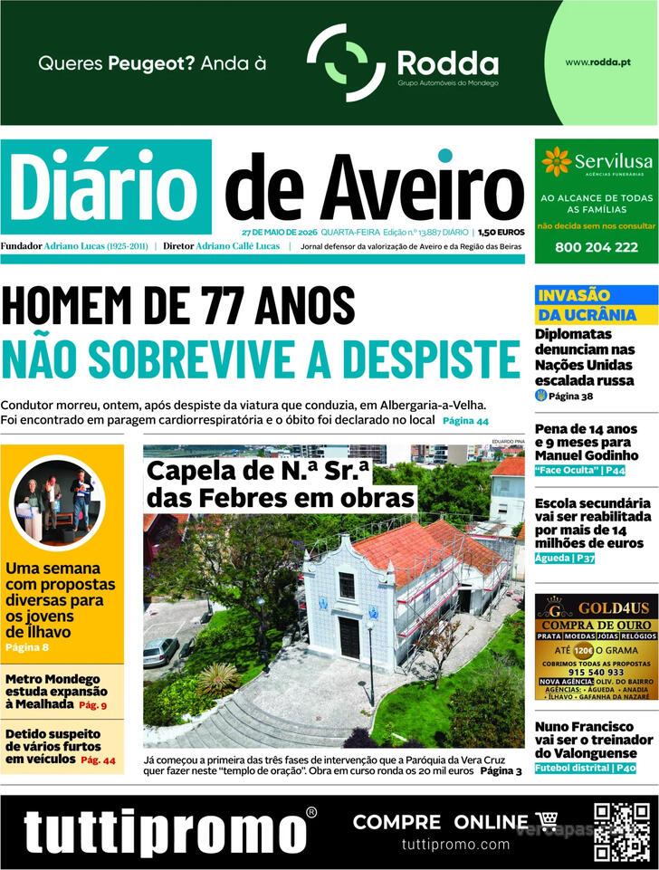 Capa Di�rio de Aveiro - 2026-05-27
