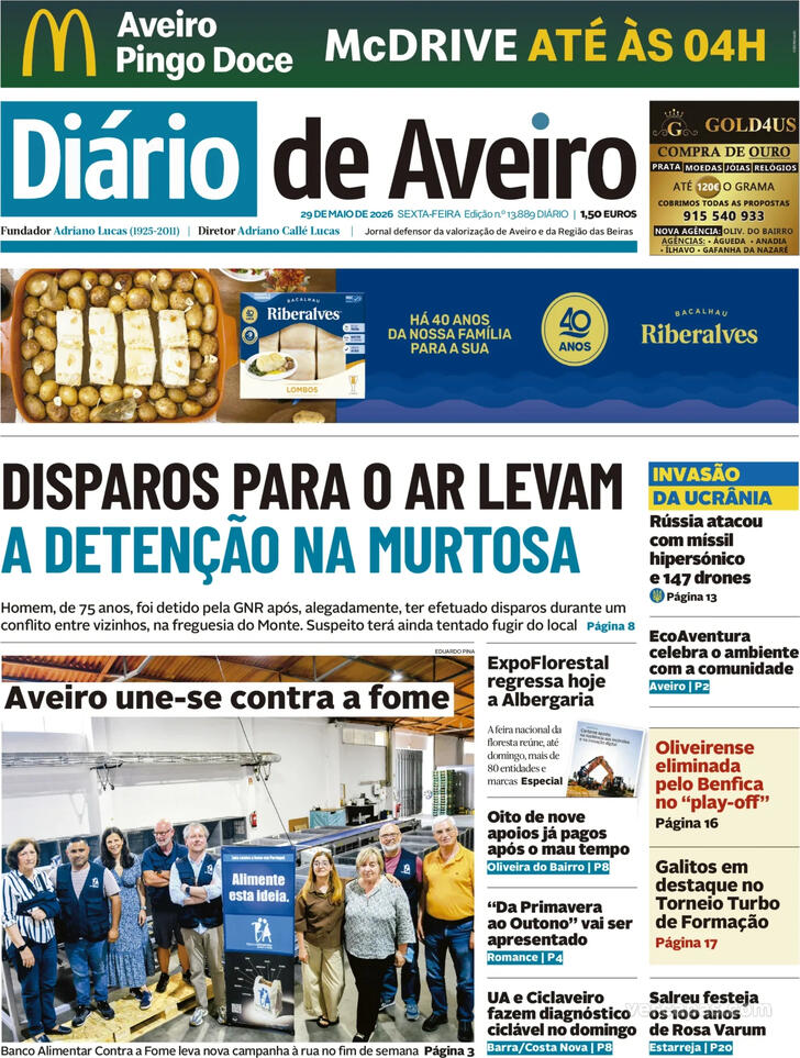 Capa Di�rio de Aveiro - 2026-05-29