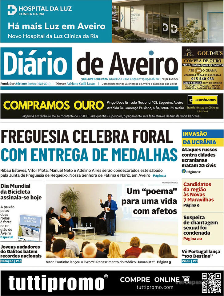 Capa Di�rio de Aveiro - 2026-06-03