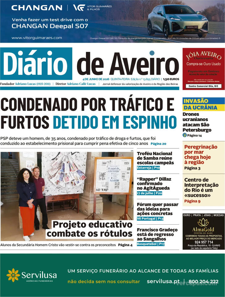 Capa Di�rio de Aveiro - 2026-06-04