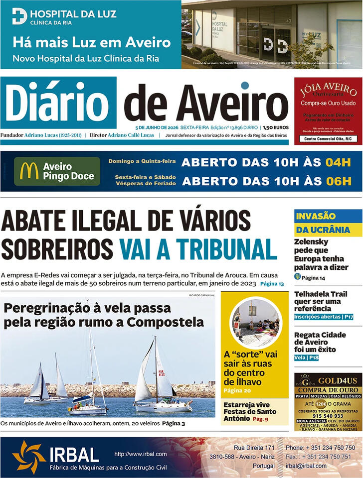 Capa Di�rio de Aveiro - 2026-06-05