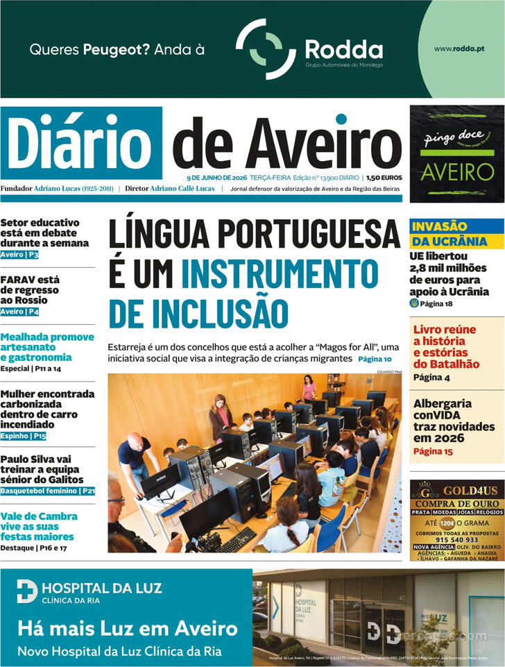 Capa Di�rio de Aveiro - 2026-06-09