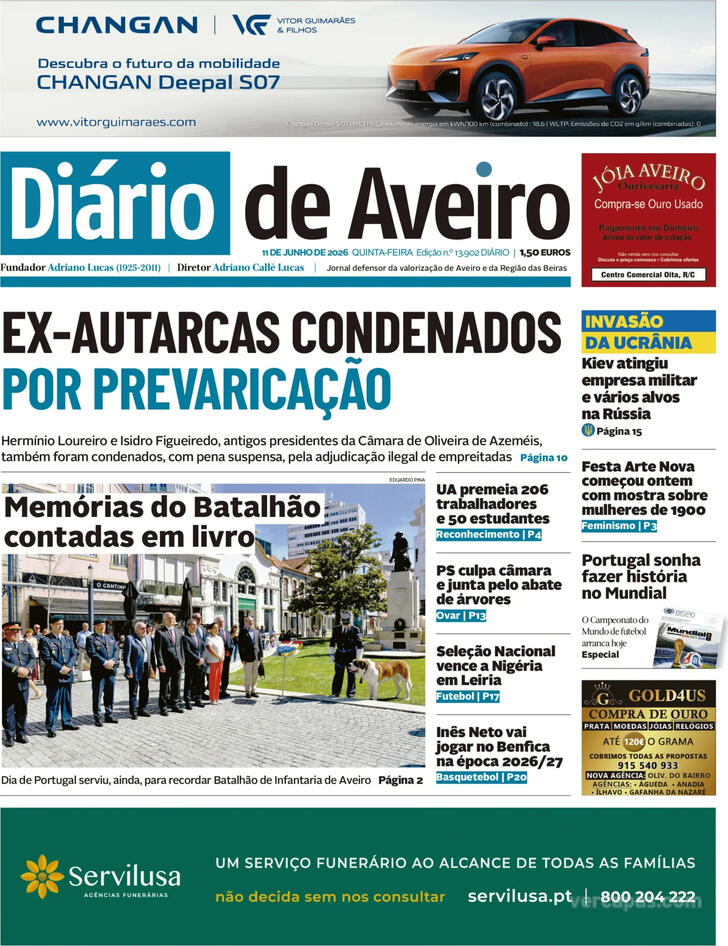 Capa Di�rio de Aveiro - 2026-06-11