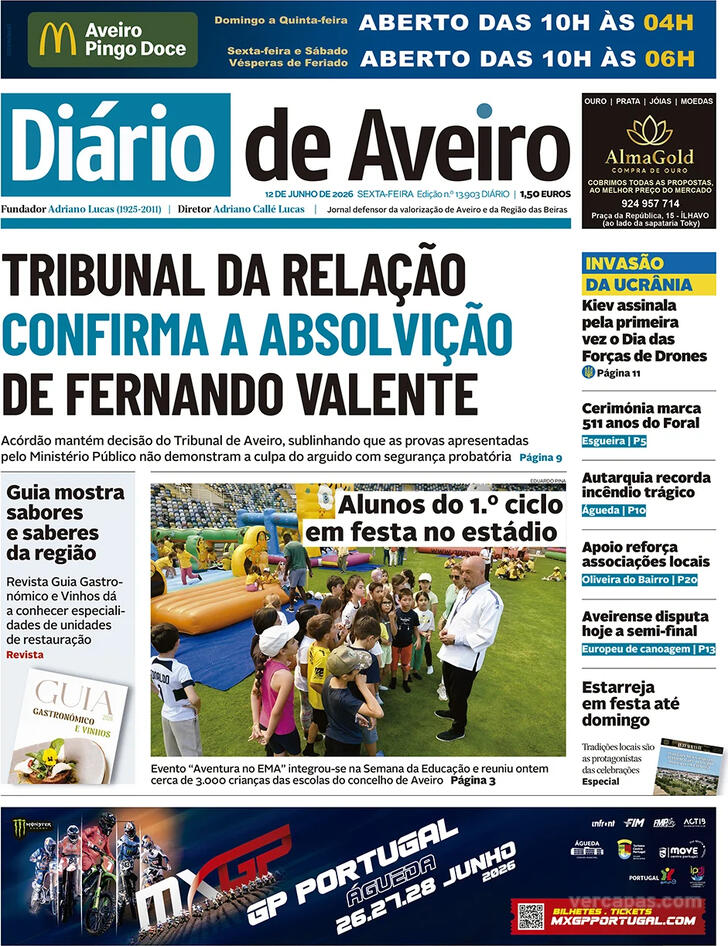 Capa Di�rio de Aveiro - 2026-06-12