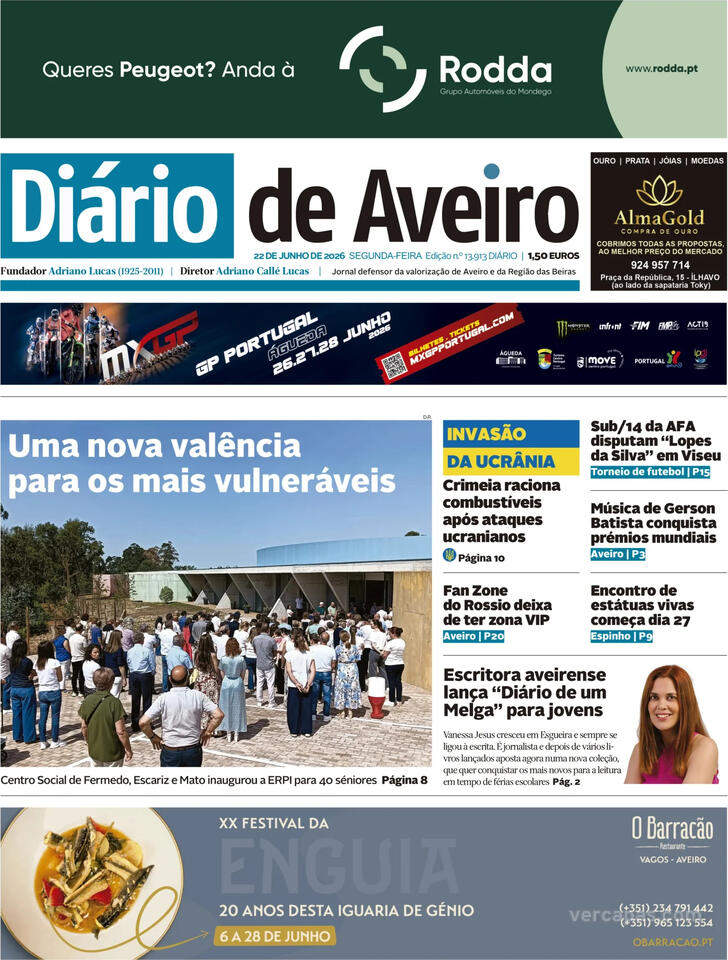 Capa Di�rio de Aveiro - 2026-06-22
