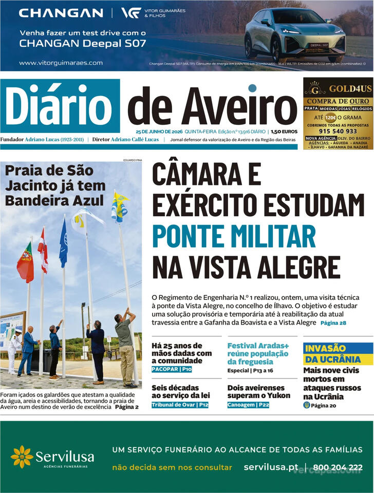 Capa Di�rio de Aveiro - 2026-06-25