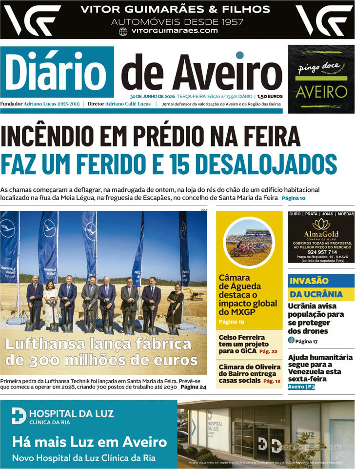 Capa Di�rio de Aveiro - 2026-06-30