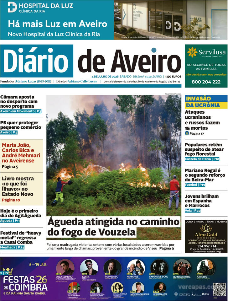 Capa Di�rio de Aveiro - 2026-07-04