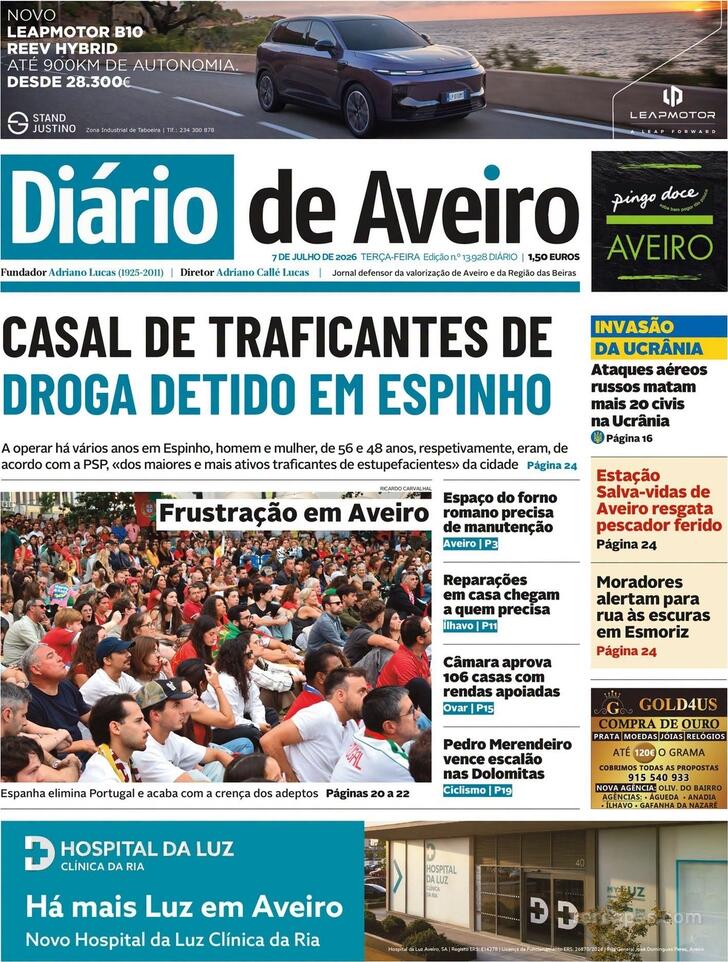Capa Di�rio de Aveiro - 2026-07-07