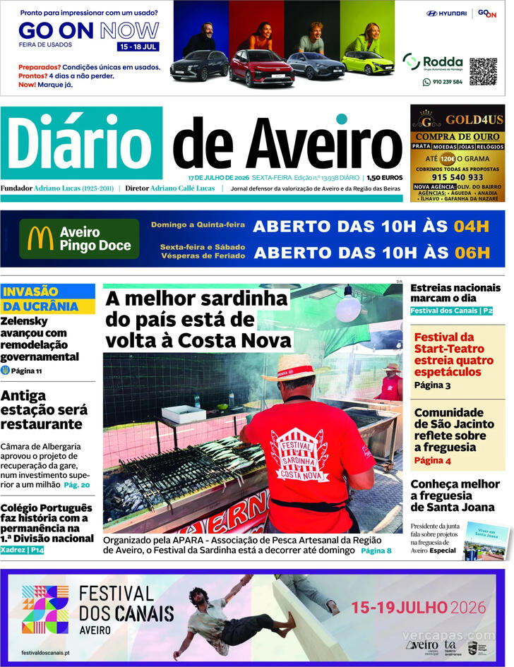 Capa Di�rio de Aveiro - 2026-07-17