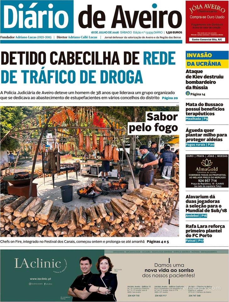 Capa Di�rio de Aveiro - 2026-07-18