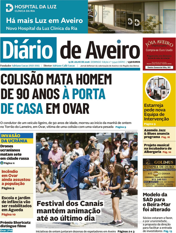 Capa Di�rio de Aveiro - 2026-07-19