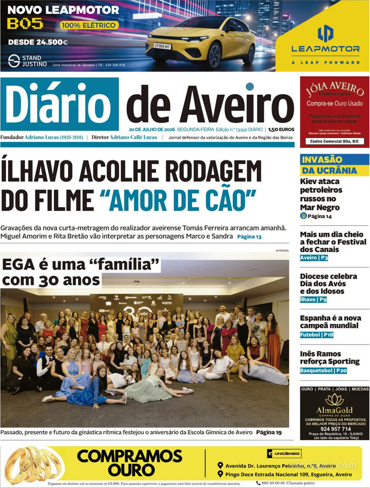 Capa Di�rio de Aveiro - 2026-07-20