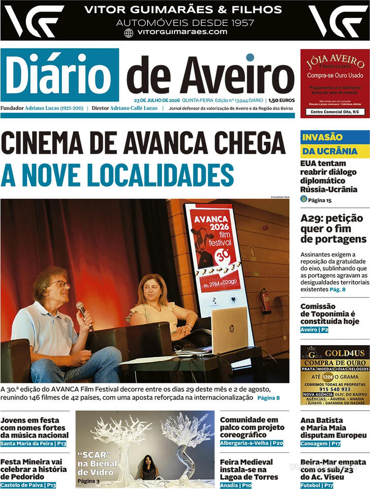 Capa Di�rio de Aveiro - 2026-07-23