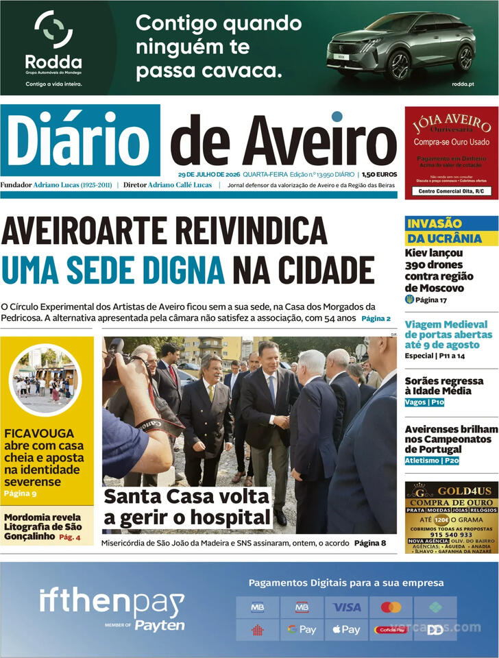 Capa Di�rio de Aveiro - 2026-07-29