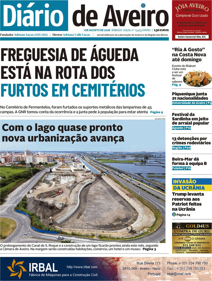 Capa Di�rio de Aveiro - 2026-08-01