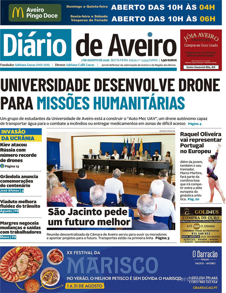 Capa Di�rio de Aveiro - 2026-08-07