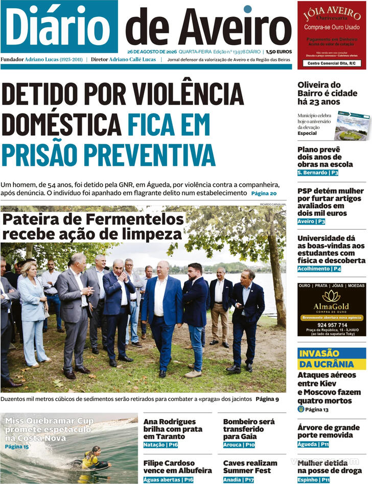 Capa Di�rio de Aveiro - 2026-08-26