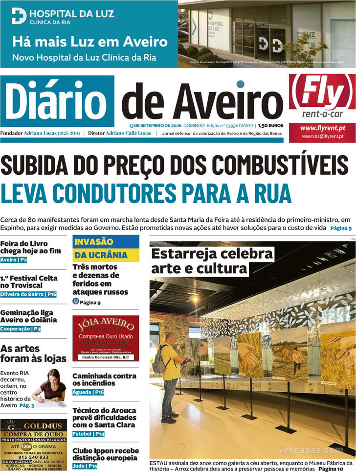 Capa Di�rio de Aveiro - 2026-09-13