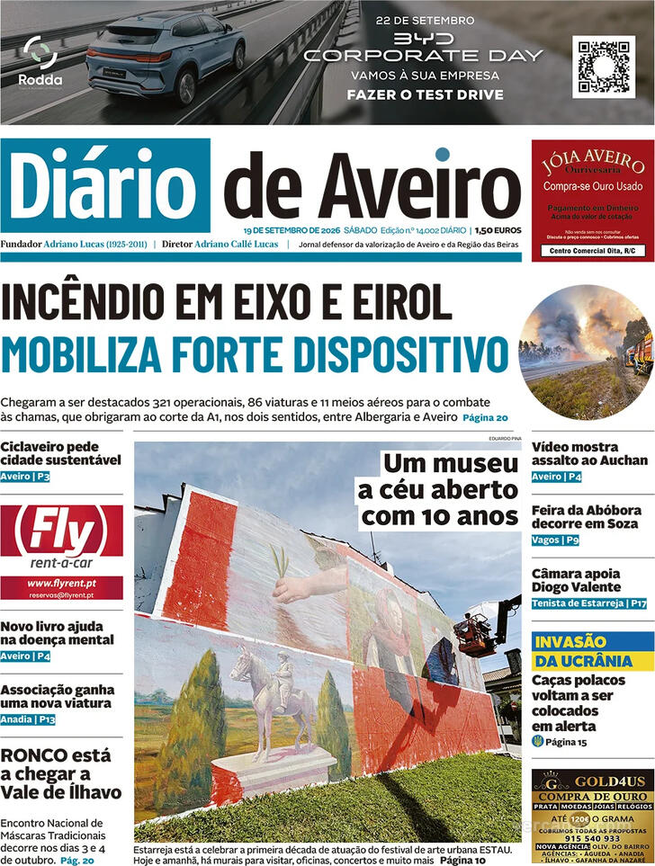 Capa Di�rio de Aveiro - 2026-09-19
