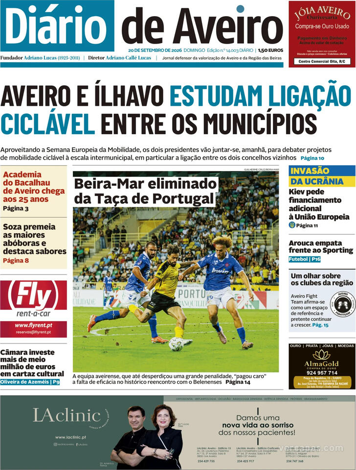 Capa Di�rio de Aveiro - 2026-09-20