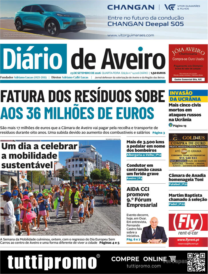 Capa Di�rio de Aveiro - 2026-09-23