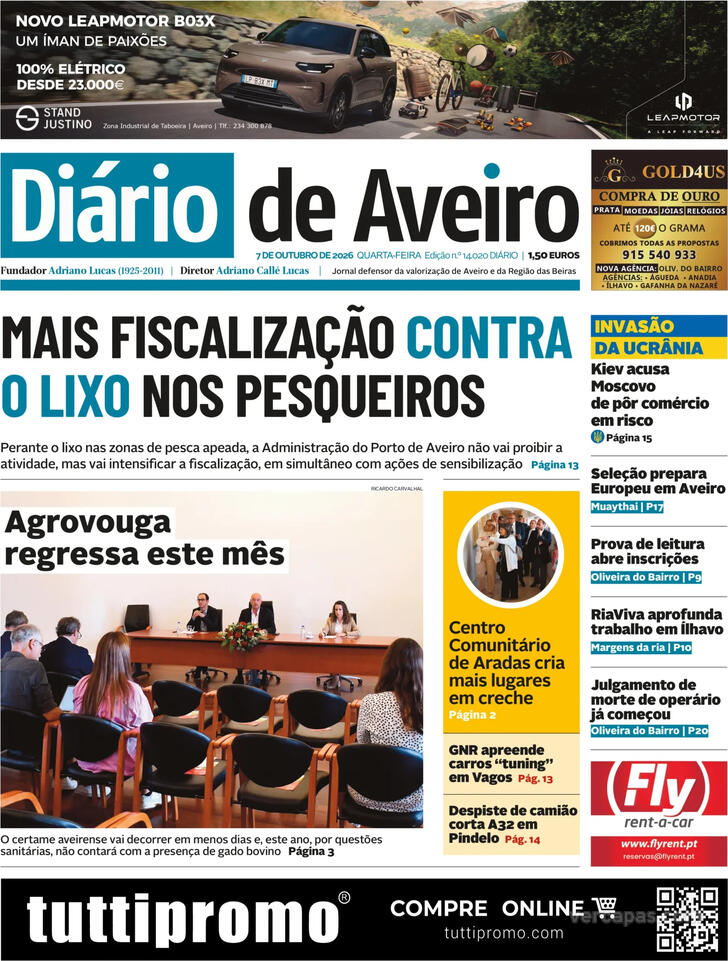 Capa Di�rio de Aveiro - 2026-10-07