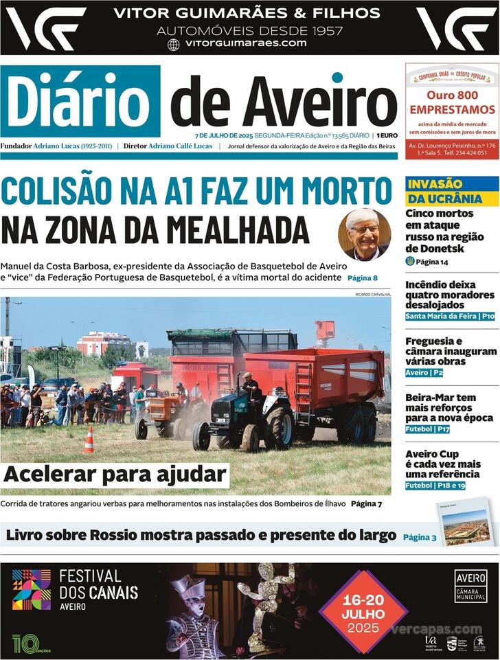 Capa Dirio de Aveiro - 2025-07-07