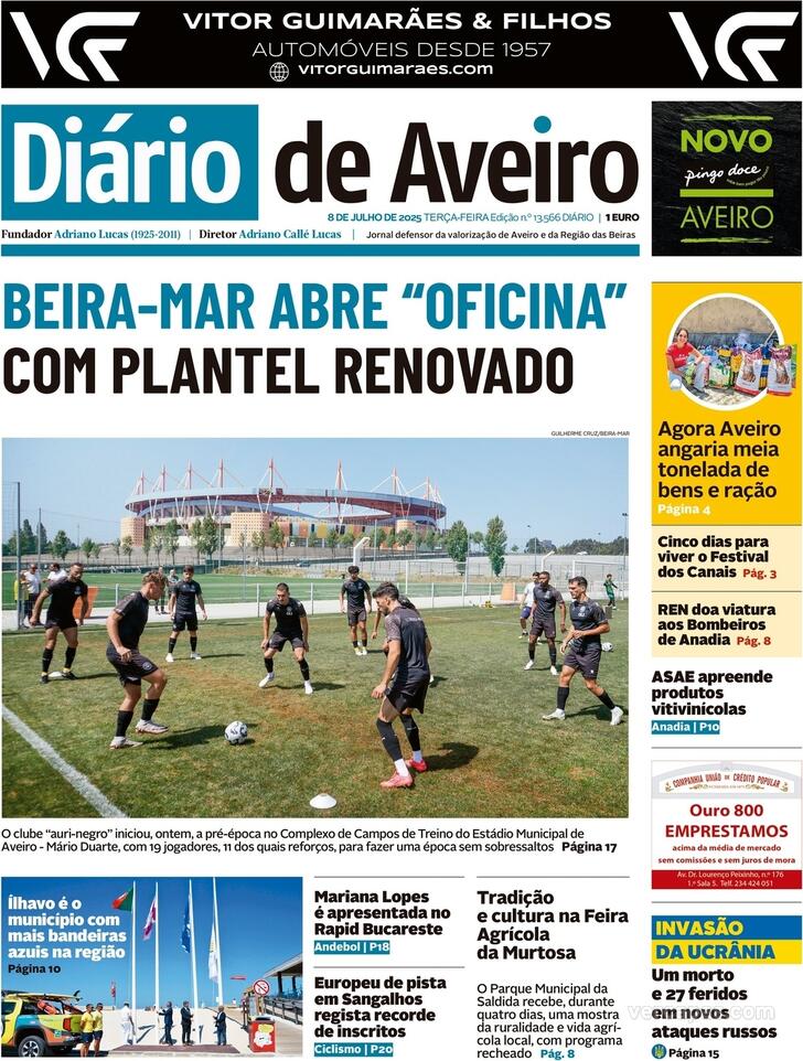 Capa Dirio de Aveiro - 2025-07-08