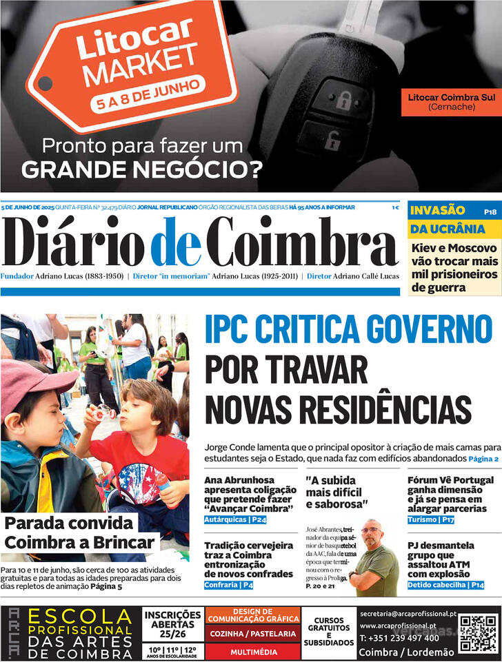 Capa Dirio de Coimbra - 2025-06-05