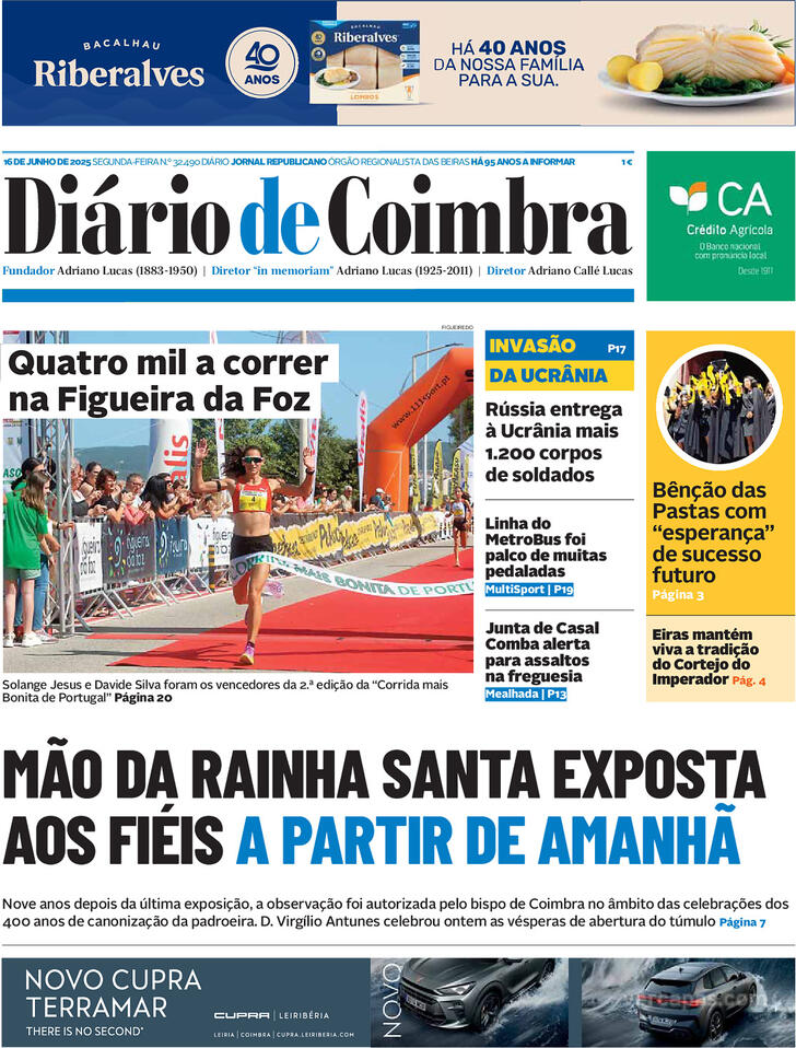 Capa Dirio de Coimbra - 2025-06-16
