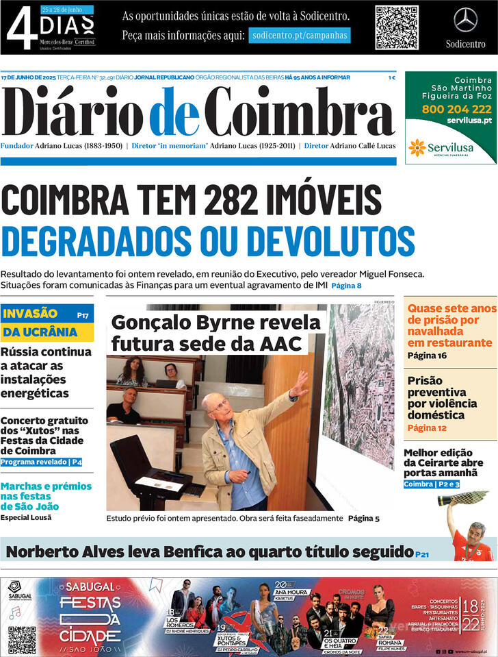 Capa Dirio de Coimbra - 2025-06-17