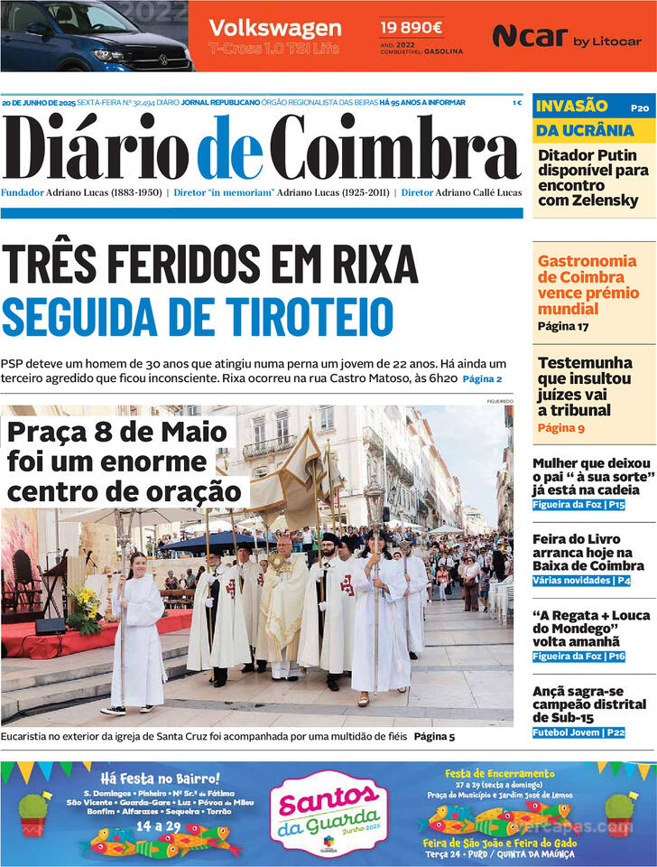 Capa Dirio de Coimbra - 2025-06-20