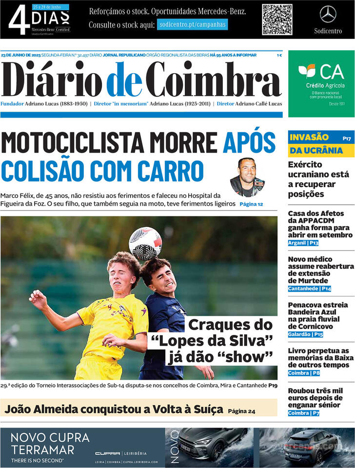 Capa Dirio de Coimbra - 2025-06-23