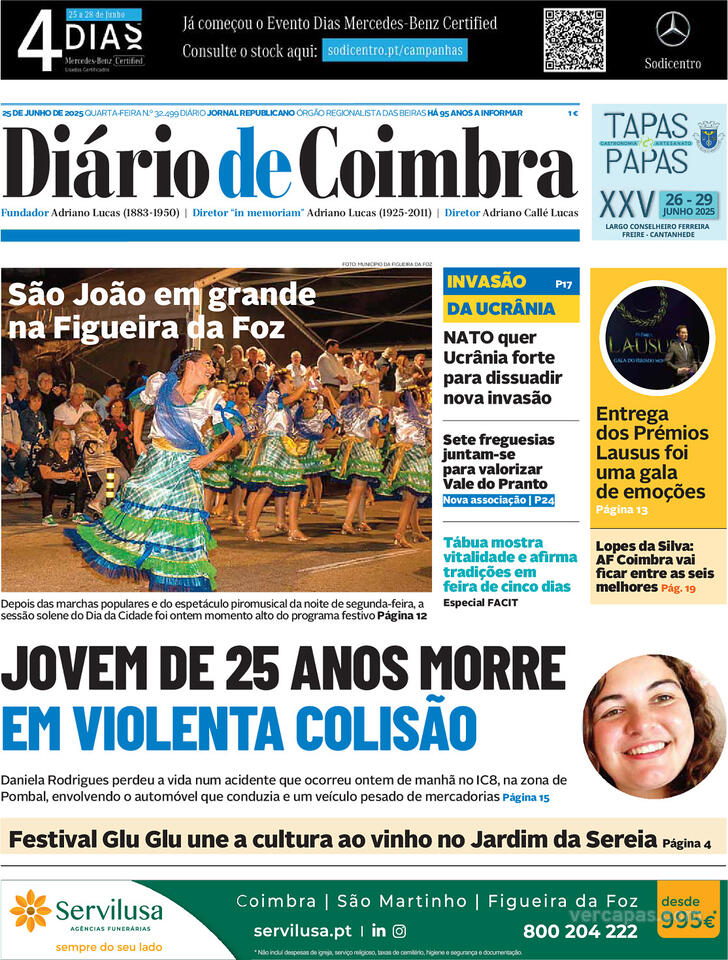 Capa Dirio de Coimbra - 2025-06-25