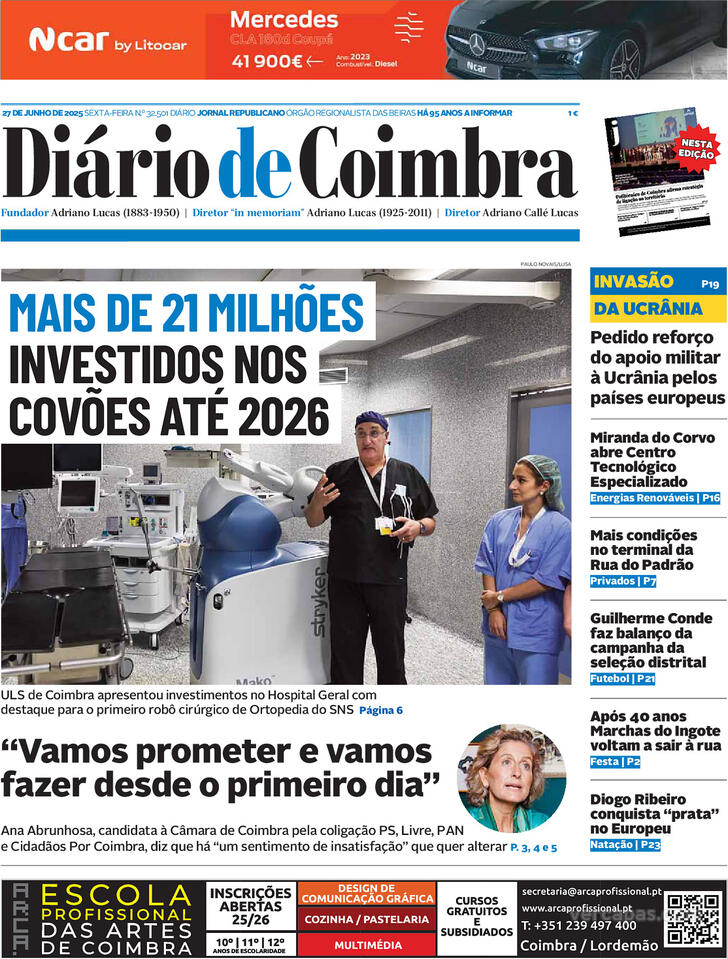 Capa Dirio de Coimbra - 2025-06-27